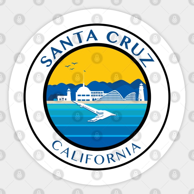 Santa Cruz City Scape California CA Sticker by PauHanaDesign